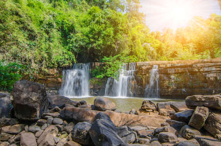 Small waterfalls Waterfall on the rockの写真素材