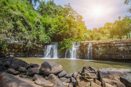 Small waterfalls Waterfall on the rockの写真素材