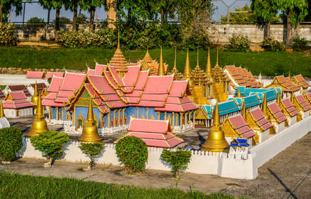 PATTAYA, THAILAND - April 10 2016 : "Wat Phra Srisunpetch" landmark of Ayutthaya, Thailand at Mini Siam miniature park attraction.のeditorial素材