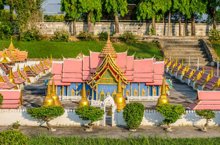 PATTAYA, THAILAND - April 10 2016 : "Wat Phra Srisunpetch" landmark of Ayutthaya, Thailand at Mini Siam miniature park attraction.のeditorial素材