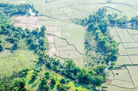 Bird's Eye View of the Meadows and cornfieldの写真素材
