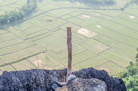 Bamboo Fence on Cliffの写真素材