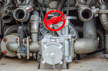 Fire Water hose connector on the groundの写真素材