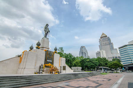 Bangkok, Thailand - July 18, 2016:The monument of king RAMA VI in front of Lumpini park  Looking...