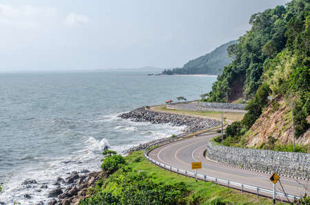 The road along beautiful beaches in the eastern sea coast ,The east side of the Gulf of Thailand.の写真素材