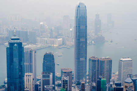 7 DECEMBER 2016 : Victoria Harbor as viewed a top Victoria Peak,hongkongのeditorial素材