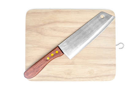 knife and chopping board isolated on white backgroundの写真素材