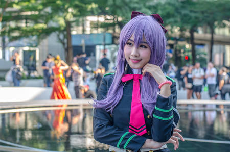 Bangkok - Feb 11: An unidentified Japanese anime cosplay pose on Febuary  11, 2016 at Central World, Bangkok, Thailand.のeditorial素材