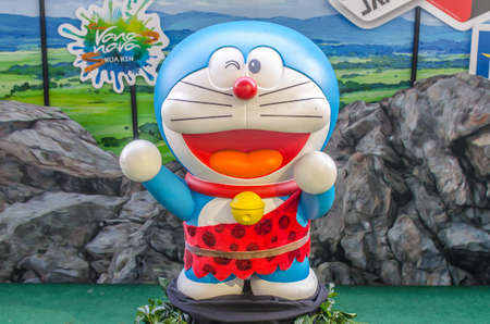 BANGKOK - February 11, 2016 : Photo of Doraemon mascot replica ,displayed at Central World, Doraemon Comic World.のeditorial素材