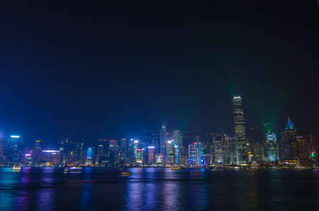 Symphony of light at Victoria harbour at night in Hong Kongのeditorial素材