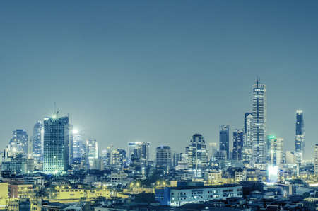 Landscape Bangkok city Modern building at twilight, high angle.の写真素材