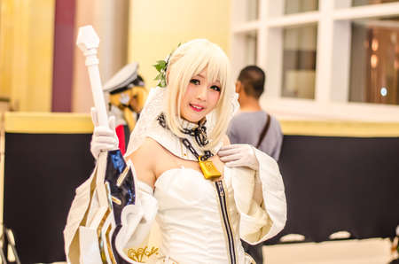 Bangkok - Nov 4: An unidentified Japanese anime cosplay pose on November 4, 2014 at Paragon, Bangkok, Thailand.のeditorial素材
