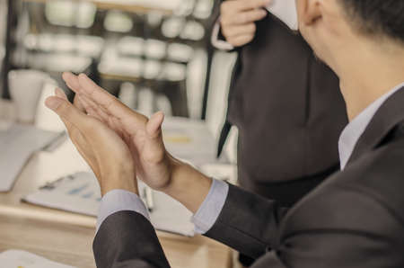Close-up business people clapping their hands, congratulation and appreciation conceptsの写真素材