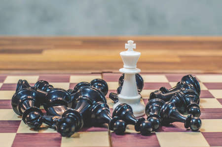 chess board game for ideas and competition and strategy,Chess business concept, leader & success. Selective focus.の写真素材