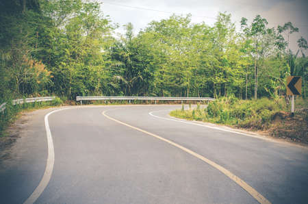 Looking down a tree lined road into the distance on both sidesの写真素材