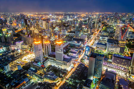 BANGKOK, THAILAND - JUNE 21: Photo  at night on Baiyoke Tower 2 is a beautiful Aerial view highway interchanged night view ,long exposure of Bangkok.のeditorial素材