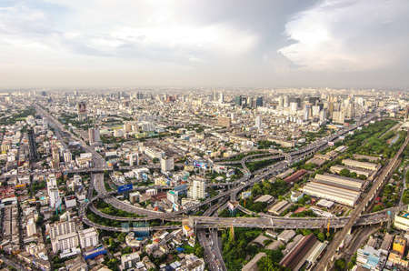 BANGKOK THAILAND, 21 June 2018 : Bangkok cityscape skyline  which is metropolis & favorite city of tourists around the world. The city located between modern building skyscraper,from baiyok sky tower.のeditorial素材