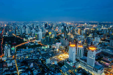 BANGKOK, THAILAND - JUNE 21: Photo  at night on Baiyoke Tower 2 is a beautiful Aerial view highway interchanged night view ,long exposure of Bangkok.のeditorial素材