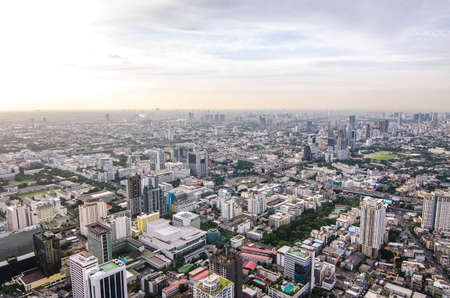 BANGKOK THAILAND, 21 June 2018 : Bangkok cityscape skyline  which is metropolis & favorite city of tourists around the world. The city located between modern building skyscraper while beautiful twilight hour,from baiyok sky tower.のeditorial素材