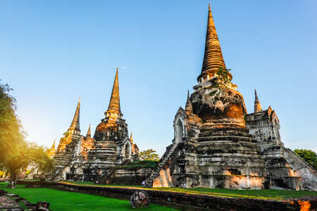 Beautiful pagodas of Wat Phra Si Sanphet temple in ayutthaya thailandの写真素材