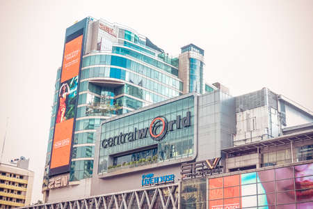 BANGKOK-Oct 21: Front view of Central World Shopping Center on 21 Oct, 2018. It is a shopping plaza...