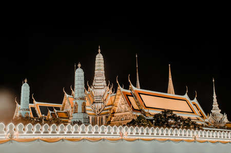 Wat Phra Kaew, Temple of the Emerald Buddha,Grand palace at night in Bangkok, Thailandのeditorial素材