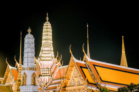 Wat Phra Kaew, Temple of the Emerald Buddha,Grand palace at night in Bangkok, Thailandのeditorial素材