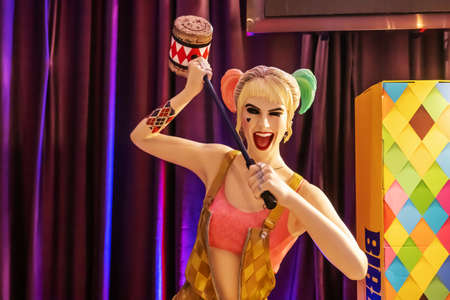Bangkok, Thailand - Jan 18, 2019: Close up shot of Harley Quinn Model of a movie called Birds of Prey which is a Harley Quinn display showing at cinema  to promote the movieのeditorial素材
