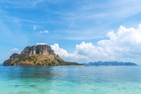 Tropical holidays - Stunning view of Railay Beach with limestone rock in Krabi, Thailandの写真素材