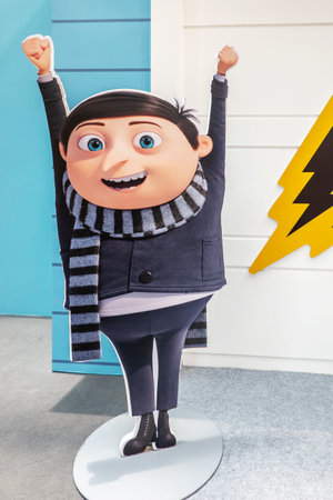 Bangkok, Thailand - May 29, 2022: Photo Spot of The Animation Movie Minions: The Rise of Gru displays at the cinema to promote the movieのeditorial素材