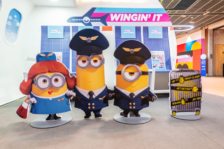 Bangkok, Thailand - May 29, 2022: Photo Spot of The Animation Movie Minions: The Rise of Gru displays at the cinema to promote the movieのeditorial素材