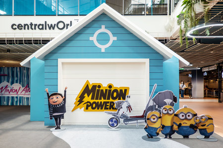 Bangkok, Thailand - May 29, 2022: Photo Spot of The Animation Movie Minions: The Rise of Gru displays at the cinema to promote the movieのeditorial素材