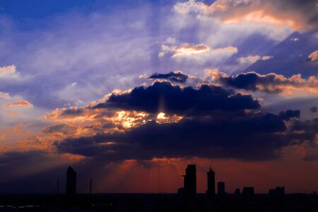 Landscape,sunset in townの写真素材