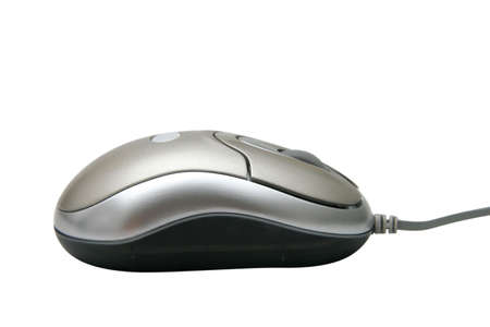 Handy silver & black computer mouseの写真素材