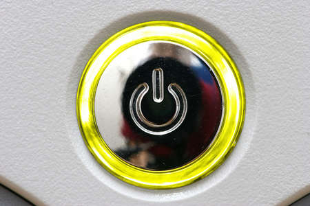 Power on button on CRT monitorの写真素材