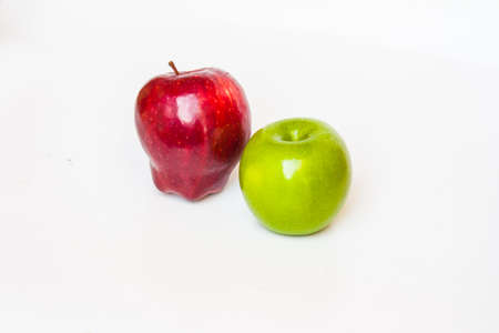 Two apple Green and Red with bamboo bind BGの写真素材