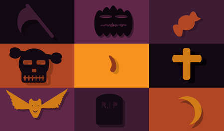 Set icon- Helloween flat designのイラスト素材