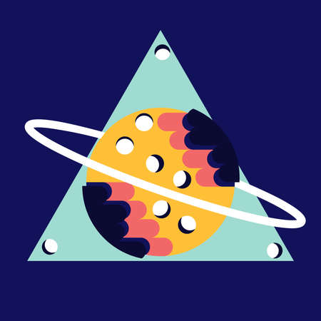 Saturn in triangle  flat design.ballのイラスト素材