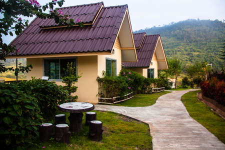Double house in graden villageのeditorial素材