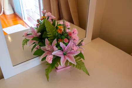 Pink flower on the dressing tableのeditorial素材