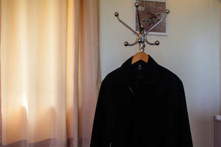 Black cloth on the clothes rackのeditorial素材