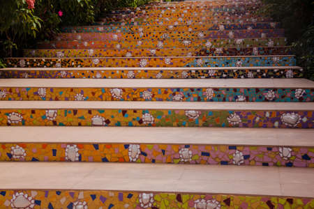 The ladder to the buddhist churchの写真素材