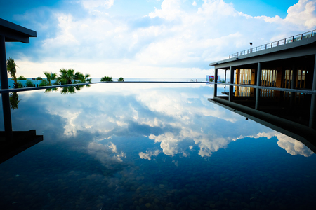 Architecture and Sky reflect on waterのeditorial素材