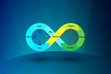 Concept of development and operations. vector icons setのイラスト素材