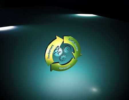 Concept of Devops. illustration of Development , Quality assurance and Operations work together to achieve continues development through devops automation toolsの写真素材