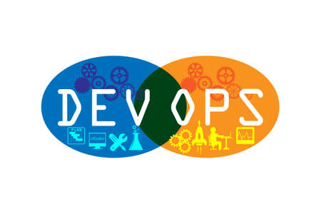Concept of development and operations. vector icons set
