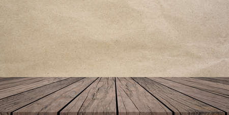 Tan color paper texture background with old vintage wood panel floor.montage pictures for...