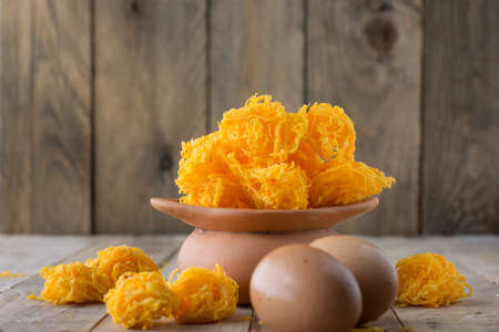 Thai dessert on wood backgroundの写真素材