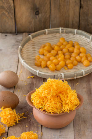 Thai dessert on wood backgroundの写真素材