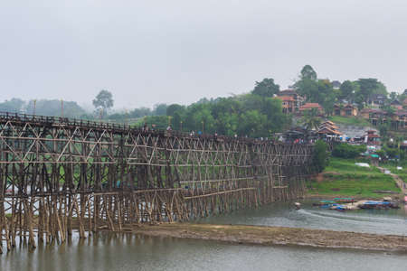 Landscape of Man rural life among nature at Sangkhlaburi, Thailand.の写真素材